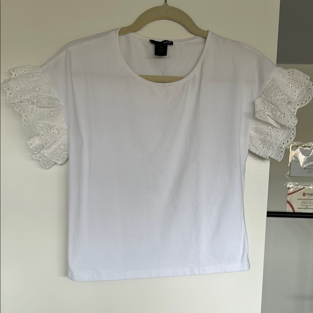 White Eyelet Sleeve Top by Aqua